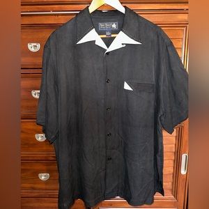 Nat Nast Men’s button down 100% silk short sleeve shirt, size large